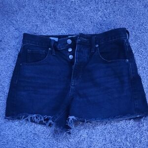Universal Thread Black Baggy Jean Shorts High-Waisted Frayed Hem